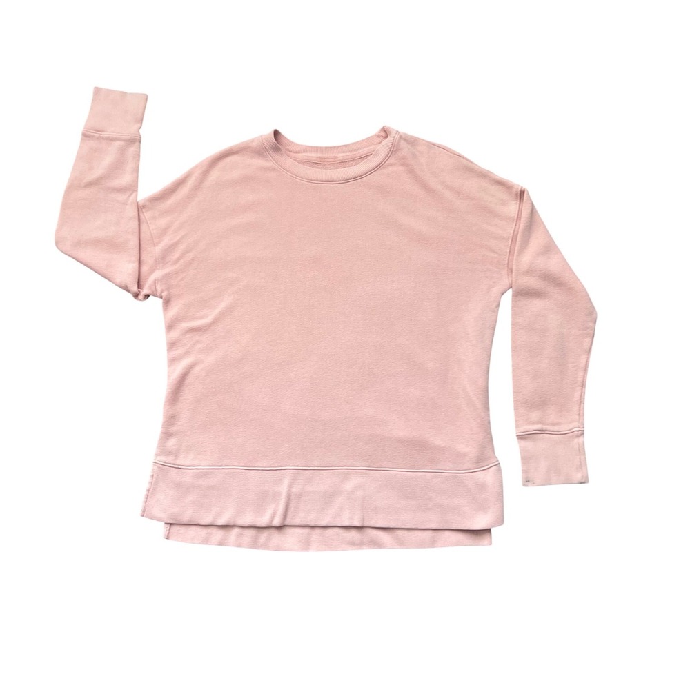 Time and Tru Womens Pink Crewneck Sweatshirt Medium 8-10 High-Low Hem (0942)
